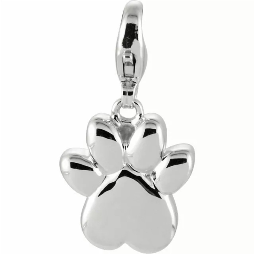 Sterling silver Paw Print Charm Lobster Clasp